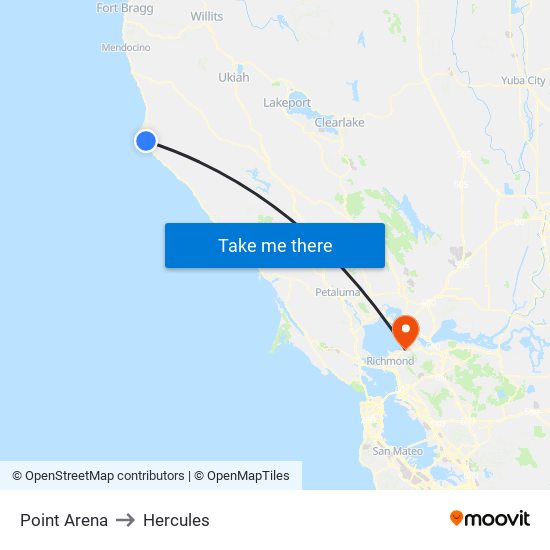 Point Arena to Hercules map