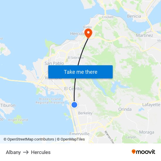 Albany to Hercules map