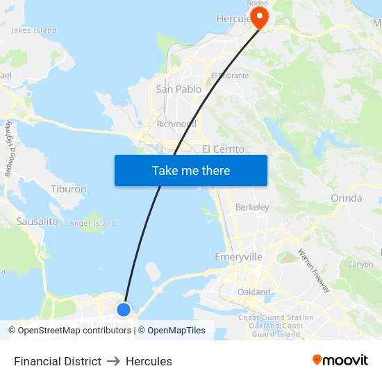 Financial District to Hercules map