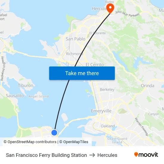 San Francisco Ferry Building Station to Hercules map