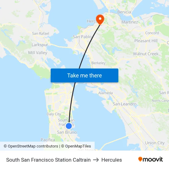 South San Francisco Station Caltrain to Hercules map