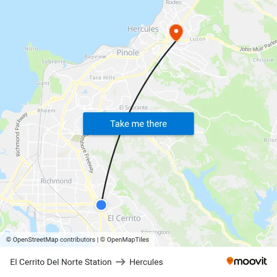 El Cerrito Del Norte Station to Hercules map