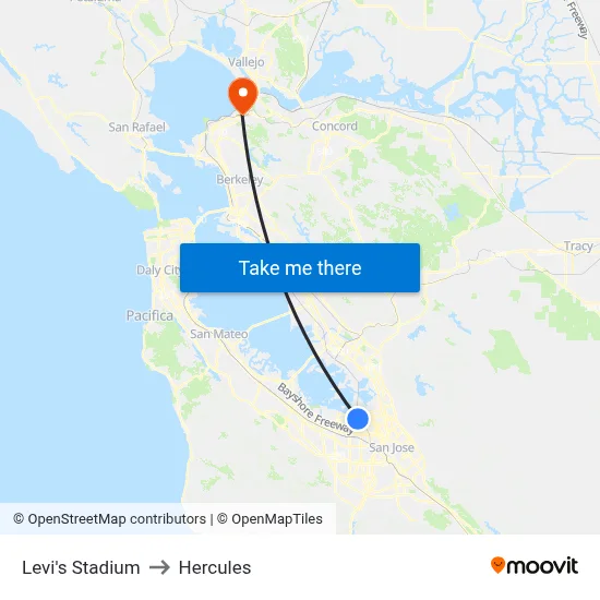 Levi's Stadium to Hercules map