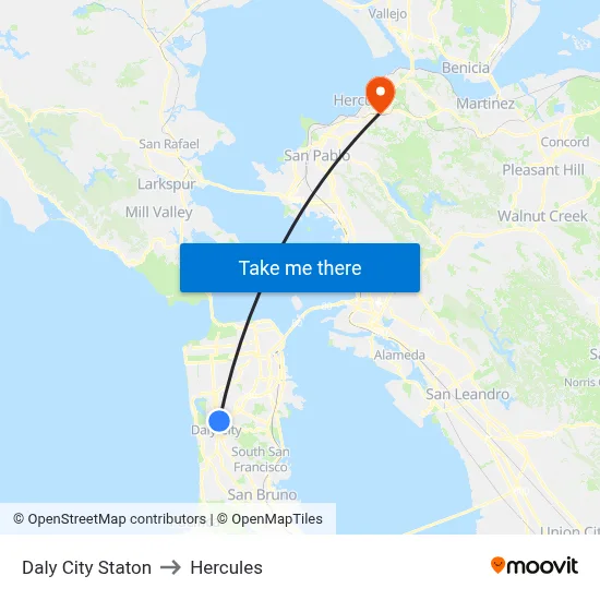 Daly City Staton to Hercules map