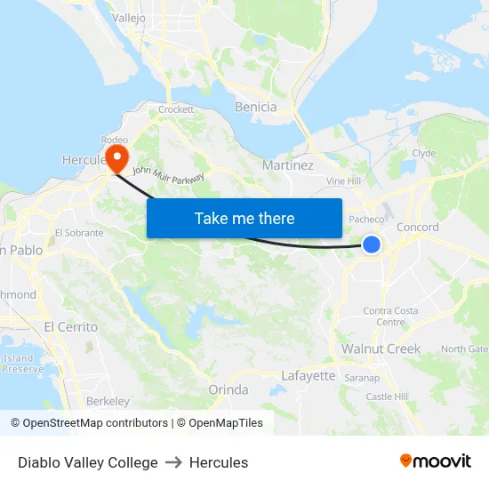 Diablo Valley College to Hercules map