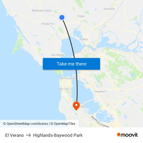 El Verano to Highlands-Baywood Park map