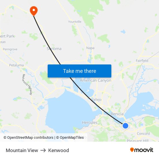 Mountain View to Kenwood map