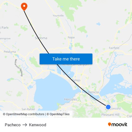 Pacheco to Kenwood map