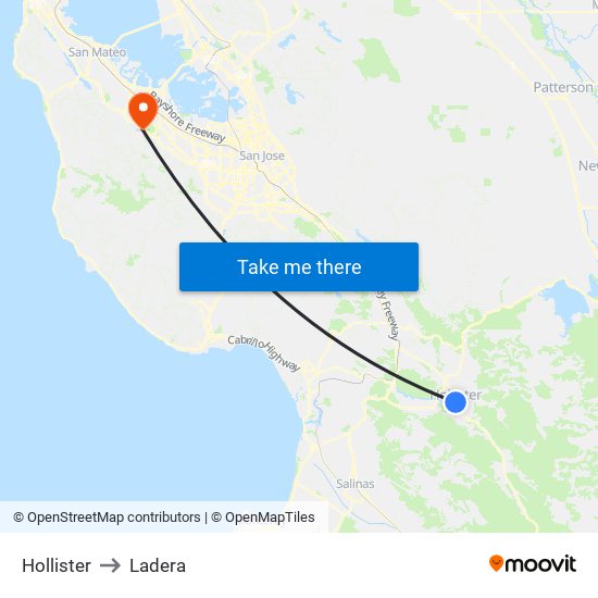Hollister to Ladera map