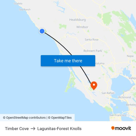 Timber Cove to Lagunitas-Forest Knolls map