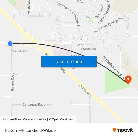 Fulton to Larkfield-Wikiup map