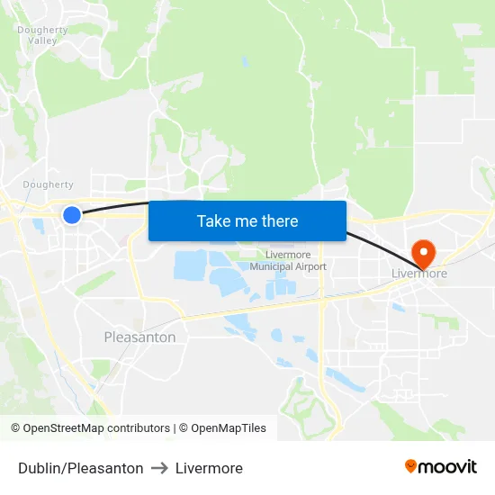 Dublin/Pleasanton to Livermore map