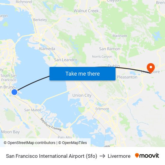 San Francisco International Airport (Sfo) to Livermore map