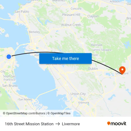 16th Street Mission Station to Livermore map