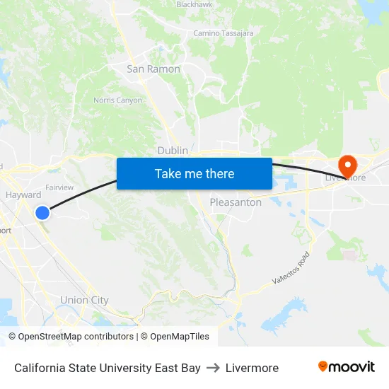 California State University East Bay to Livermore map