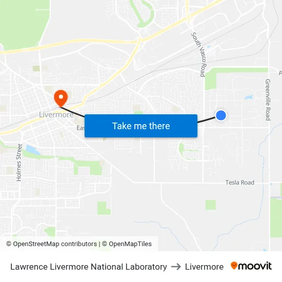 Lawrence Livermore National Laboratory to Livermore map