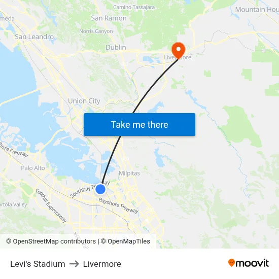 Levi's Stadium to Livermore map