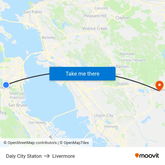 Daly City Staton to Livermore map