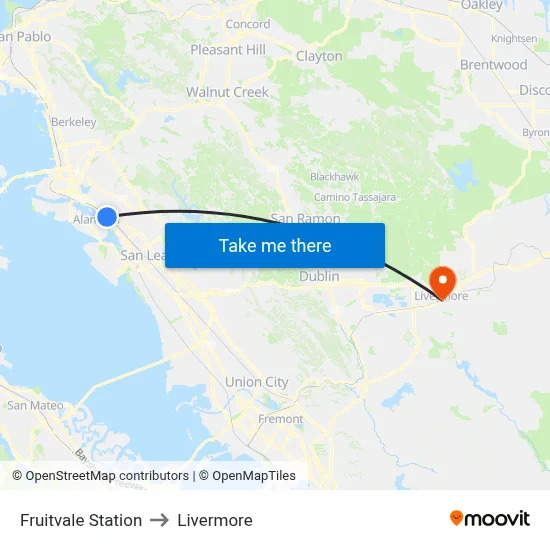 Fruitvale Station to Livermore map