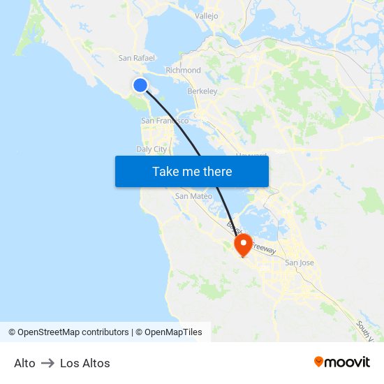 Alto to Los Altos map