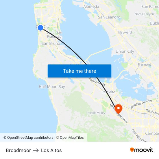 Broadmoor to Los Altos map