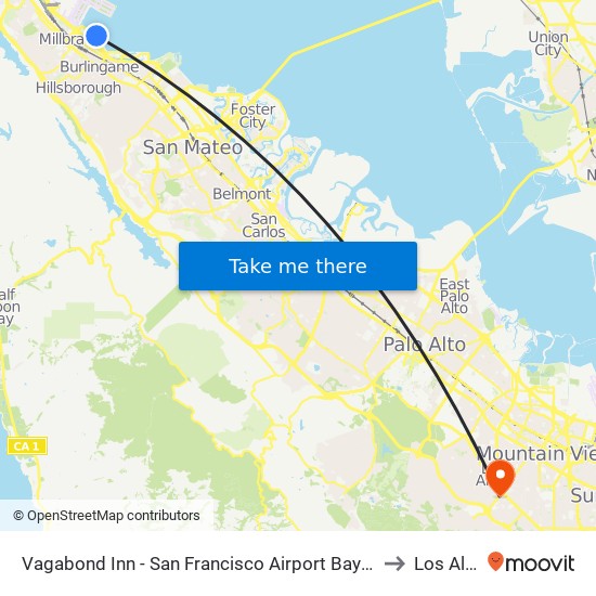 Vagabond Inn - San Francisco Airport Bayfront (Sfo) to Los Altos map