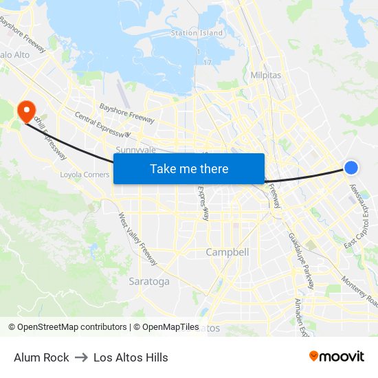 Alum Rock to Los Altos Hills map