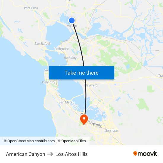 American Canyon to Los Altos Hills map