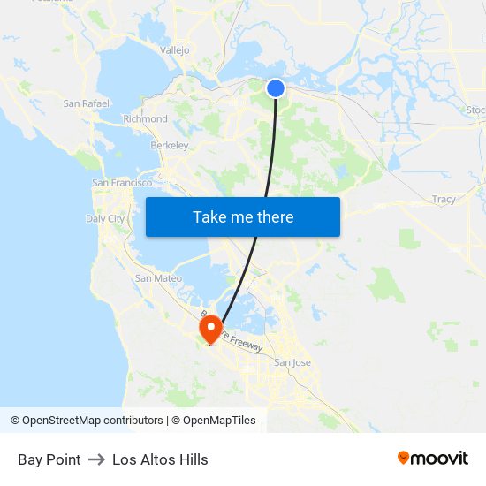 Bay Point to Los Altos Hills map