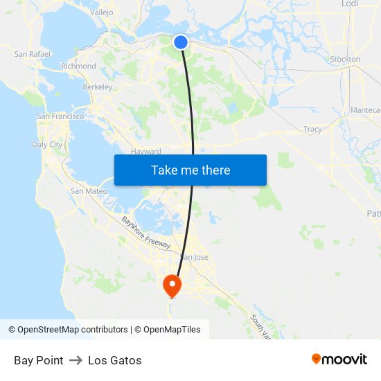 Bay Point to Los Gatos map