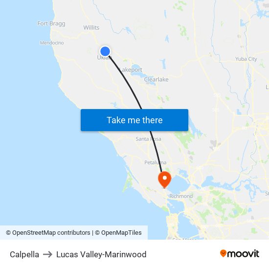 Calpella to Lucas Valley-Marinwood map