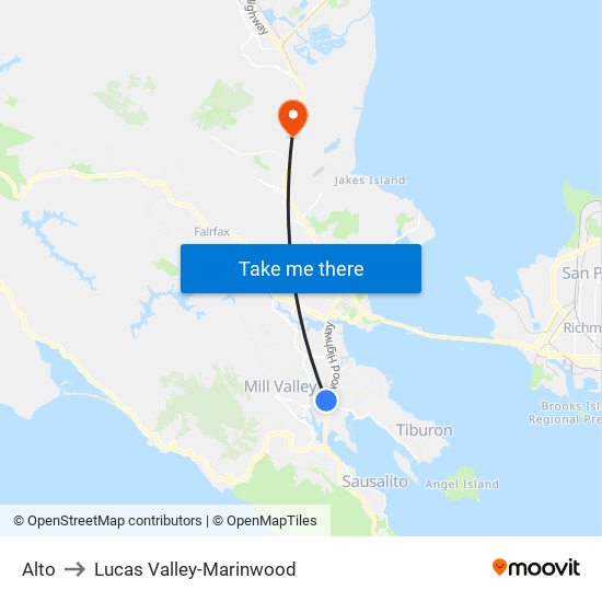 Alto to Lucas Valley-Marinwood map