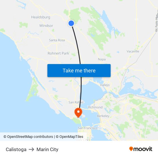 Calistoga to Marin City map