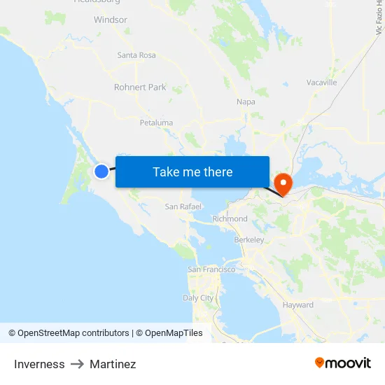 Inverness to Martinez map