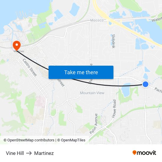 Vine Hill to Martinez map