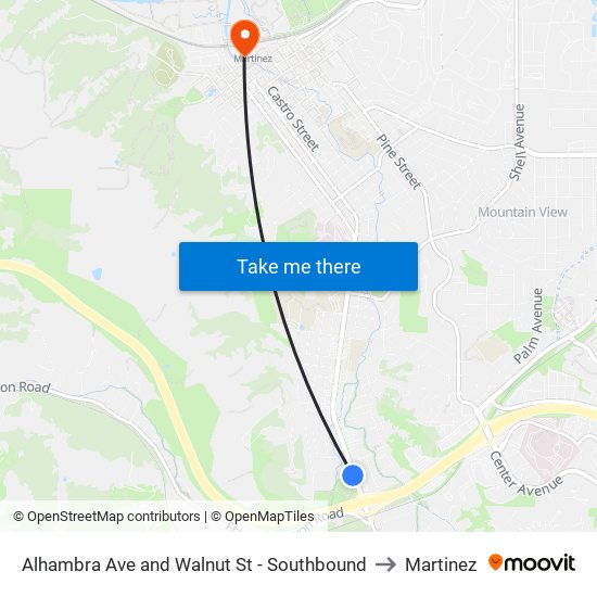 Alhambra Ave and Walnut St - Southbound to Martinez map