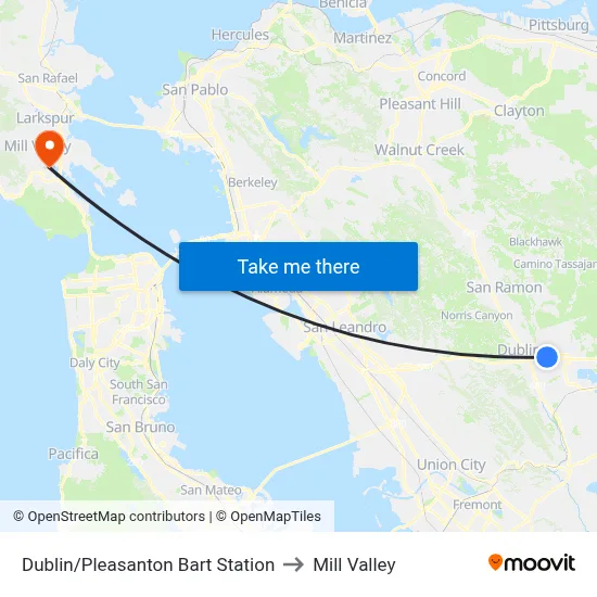 Dublin/Pleasanton Bart Station to Mill Valley map