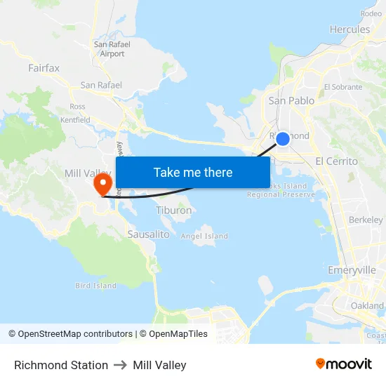 Richmond Station to Mill Valley map