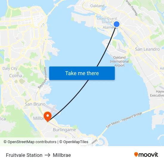 Fruitvale Station to Millbrae map