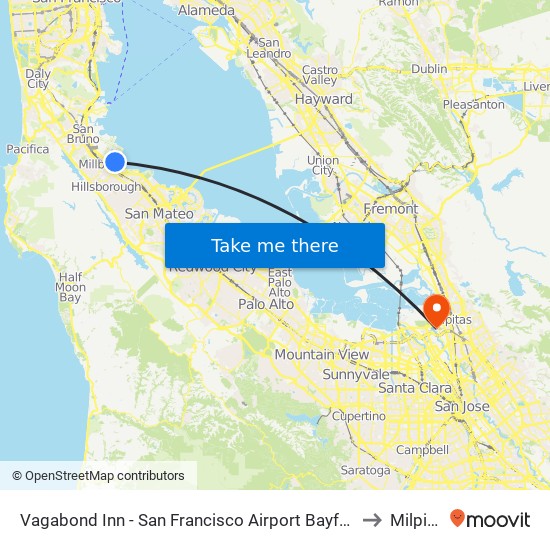 Vagabond Inn - San Francisco Airport Bayfront (Sfo) to Milpitas map