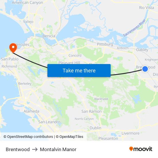 Brentwood to Montalvin Manor map