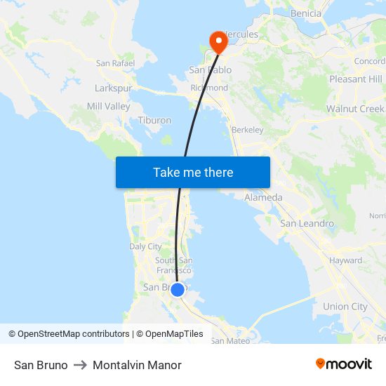 San Bruno to Montalvin Manor map