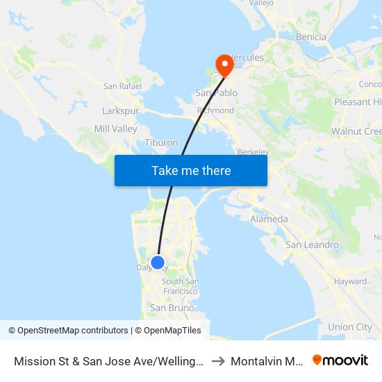 Mission St & San Jose Ave/Wellington Ave to Montalvin Manor map