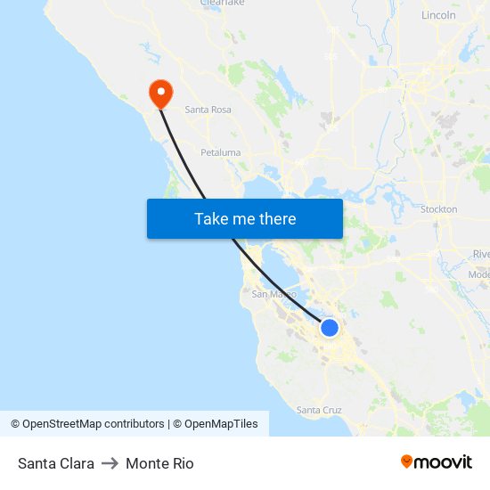 Santa Clara to Monte Rio map