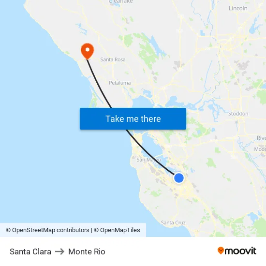 Santa Clara to Monte Rio map