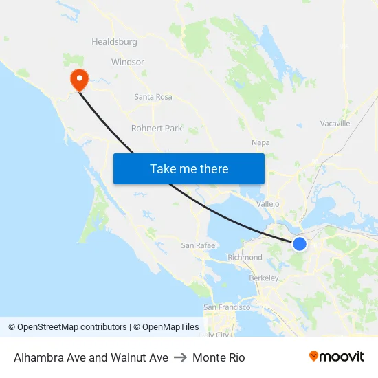 Alhambra Ave and Walnut Ave to Monte Rio map