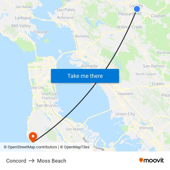 Concord to Moss Beach map