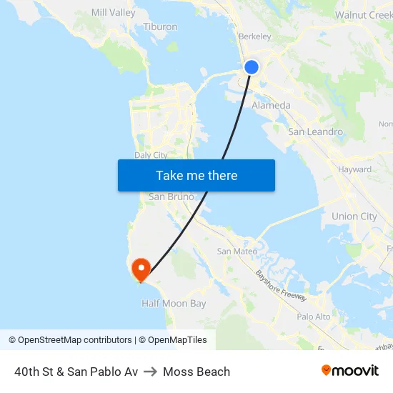 40th St & San Pablo Av to Moss Beach map