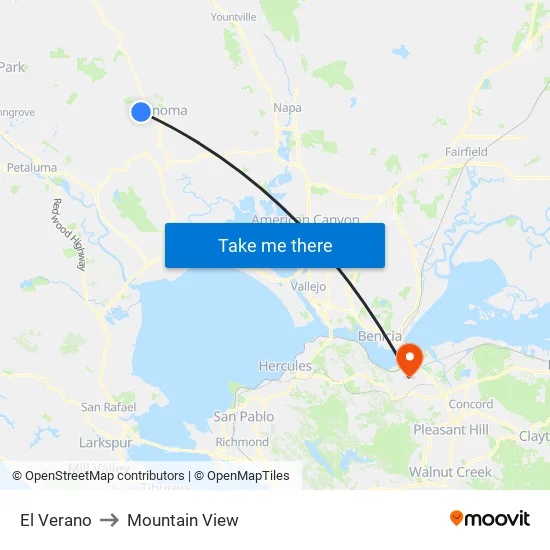 El Verano to Mountain View map