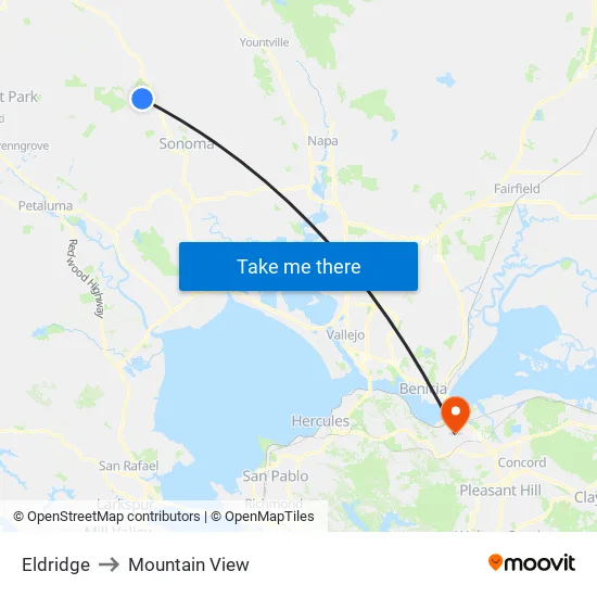 Eldridge to Mountain View map